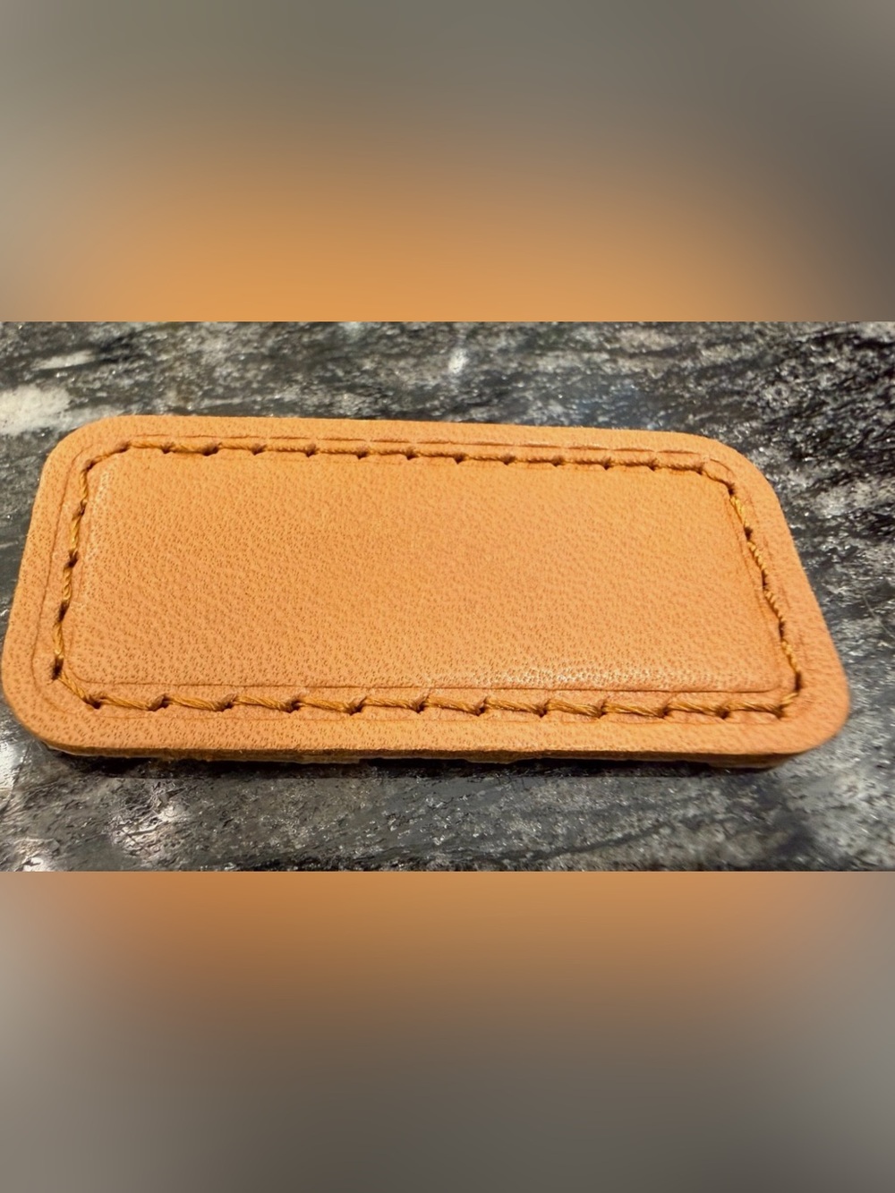 NEW Tumi Extra Small 2” x 15/16” Leather Monogram Patch - CAMEL TAN color